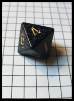 Dice : Dice - 8D - Rounded Opaque Black With Grey Speckles With Gold Numerals